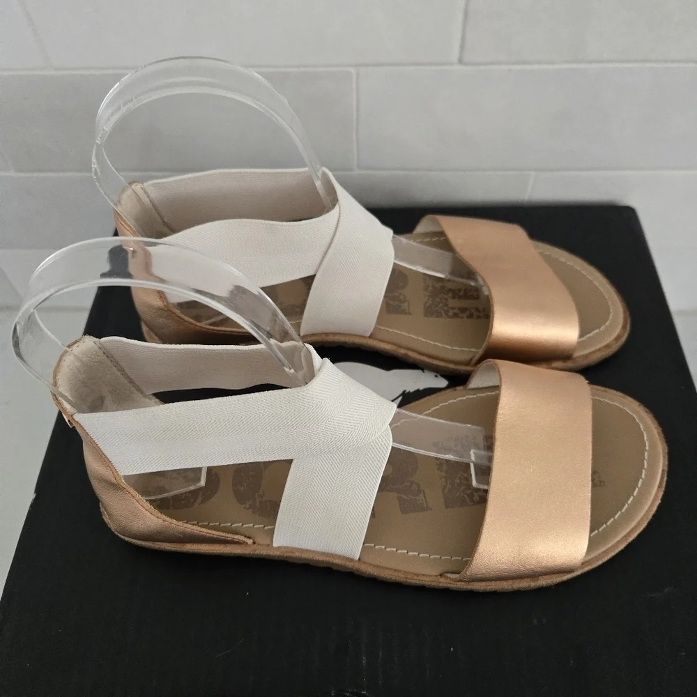 Sorel Ella Elastic Ankle Strap Gladiator Sandal Rose Gold Metallic Leather 6.5 - Picture 6 of 6